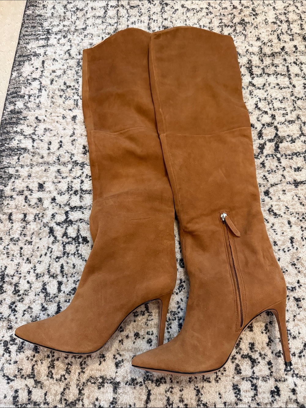 SCHUTZ Cognac Suede Over-the-Knee Pointed-Toe Stiletto Boots